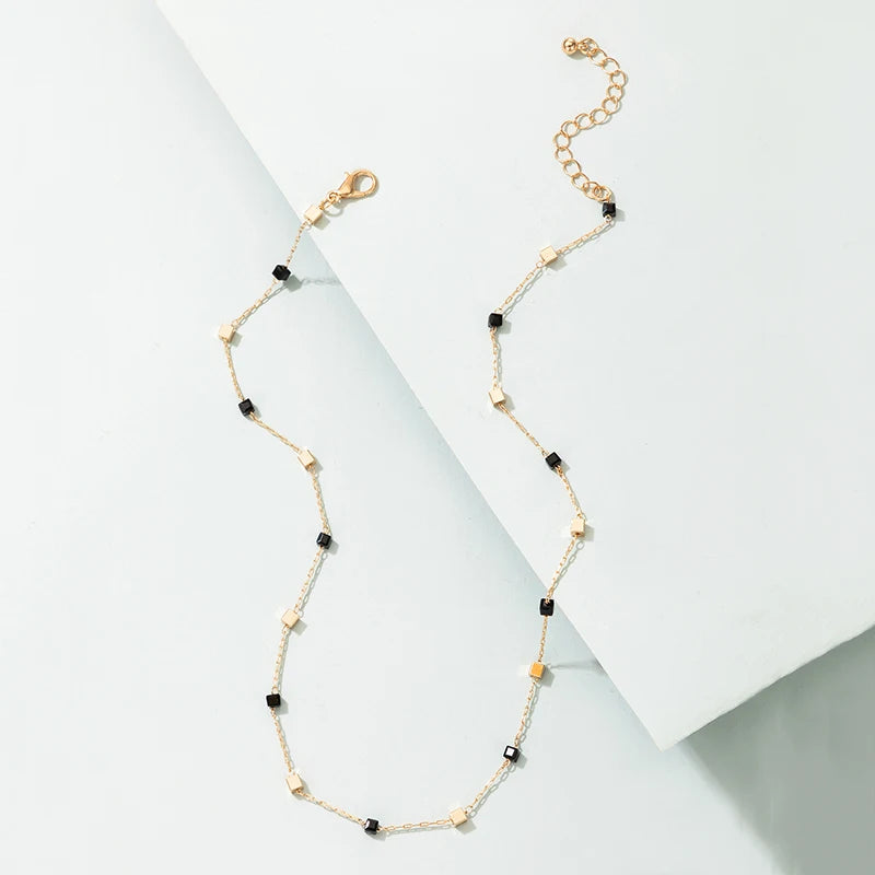 Tocona Elegant Beaded Clavicle Chain Choker Neckalce for Women Charms Alloy Metal Adjustable Party Jewelry Collar 17034