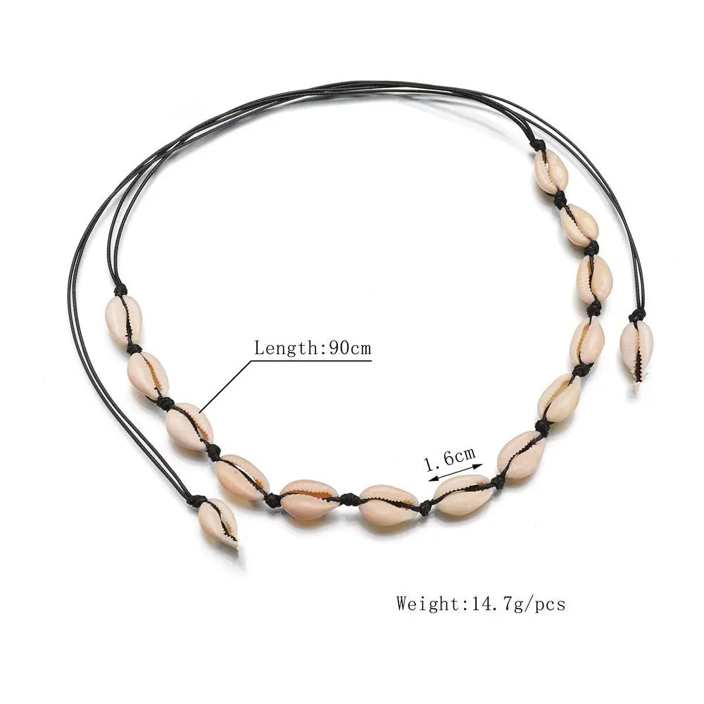 Boho Shells Neckalce For Women Summer Beach Conch Shell Choker Black White Rope Collar Chain Natural Seashell Necklaces jewelry