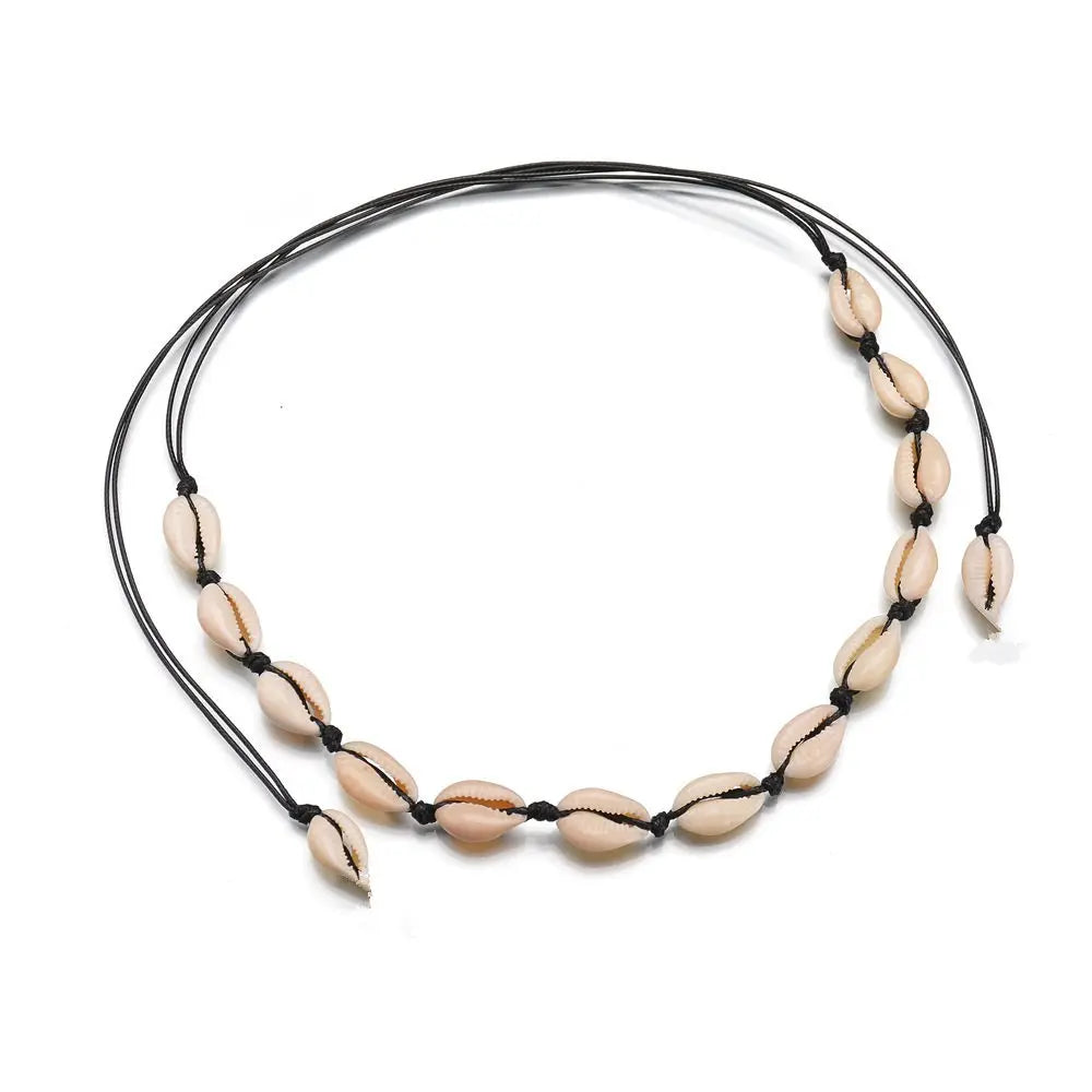 Boho Shells Neckalce For Women Summer Beach Conch Shell Choker Black White Rope Collar Chain Natural Seashell Necklaces jewelry
