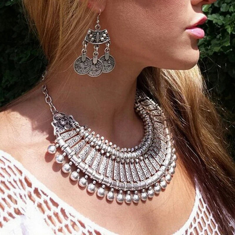 Ztech Collar Coin Necklace & Pendant Vintage Crystal Maxi Choker Statement Collier female Boho Big Fashion Women Jewellery Gifts