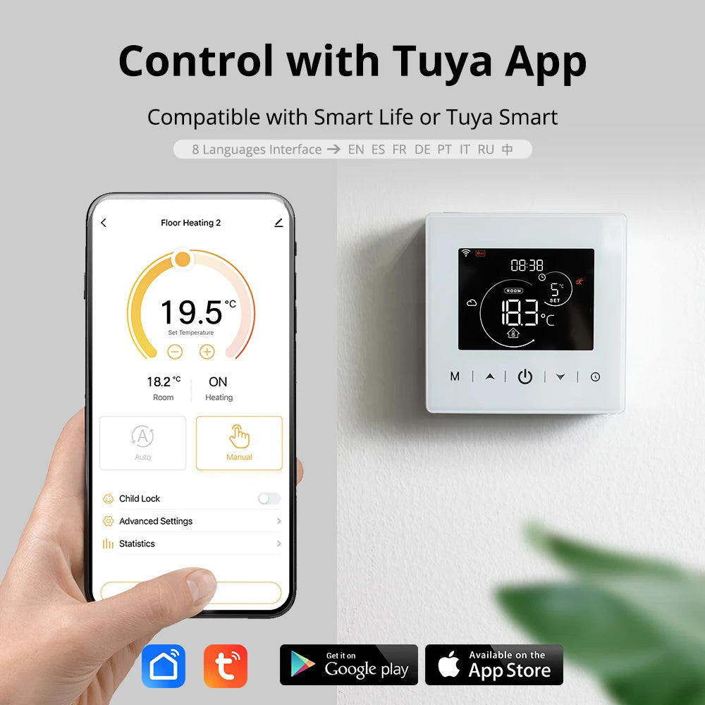 Tuya WiFi Heating Thermostat Smart Home Battery Powered Temperature Controller For Gas Boiler Work With Alcie Alexa Google Home
