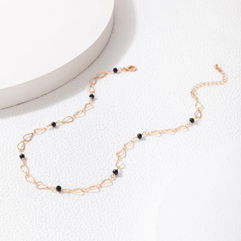 Tocona Elegant Beaded Clavicle Chain Choker Neckalce for Women Charms Alloy Metal Adjustable Party Jewelry Collar 17034