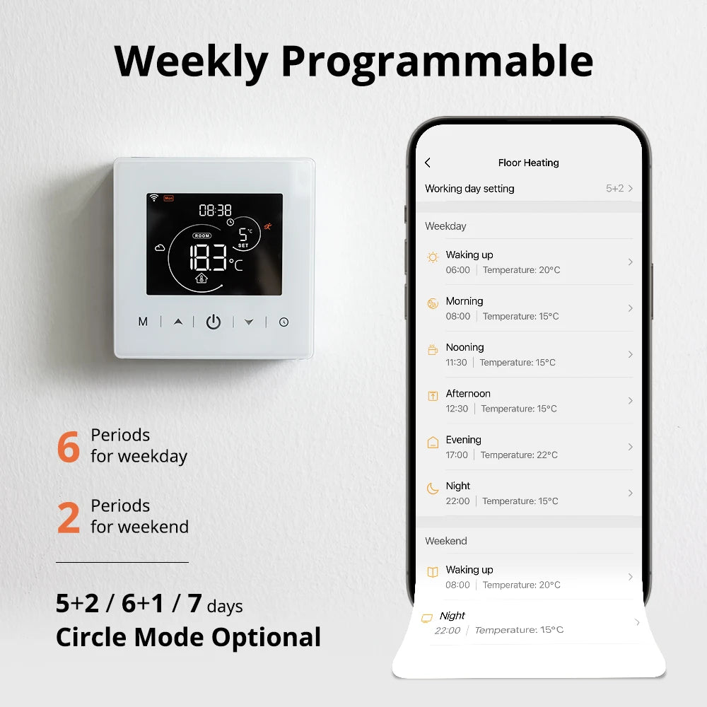 Tuya WiFi Heating Thermostat Smart Home Battery Powered Temperature Controller For Gas Boiler Work With Alcie Alexa Google Home