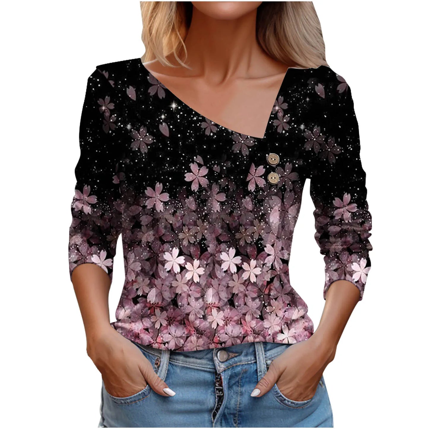 T Shirt For Women Fashion Long Sleeve Top White Floral Print Shirts And Blouses 3D Print Clothes For Womens 2023 y2k