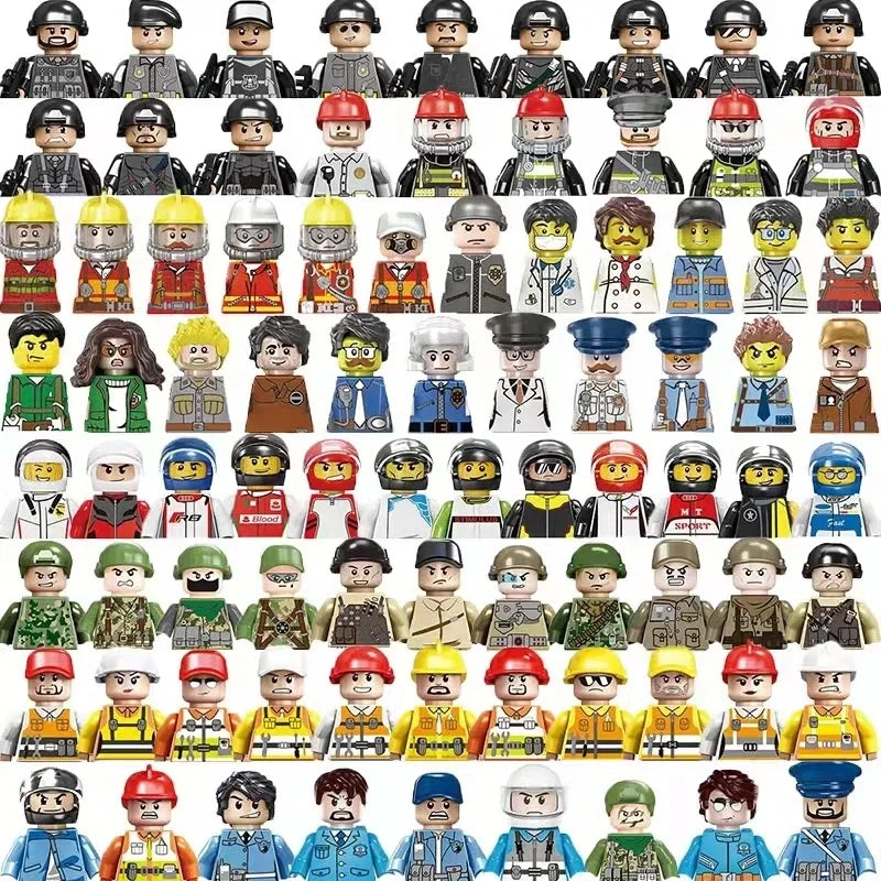 Random High Quality Norepeat City Figures Movie Characters Worker Police Soldier Ninja Superheros Building Block Bricks Toy