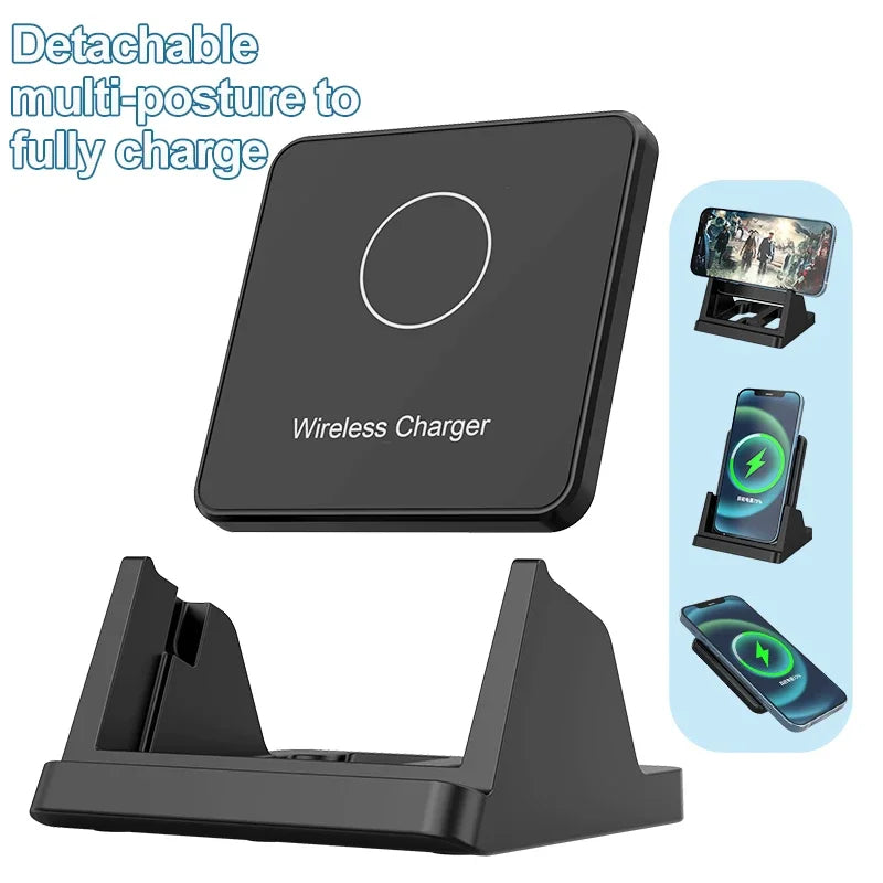 30W Wireless Charger Pad Stand Desktop Ultra-thin Mobile Phone Fast Charging Dock Station For iPhone 15 14 13 12 Samsung Xiaomi