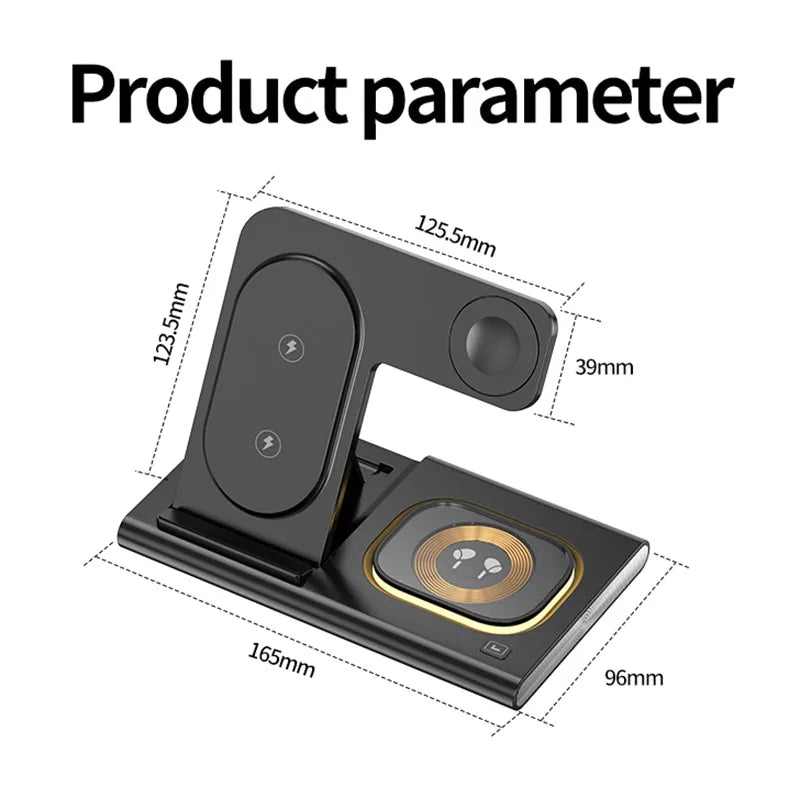 30W 3 in 1 LED Foldable Wireless Charger Stand For Samsung S24 S23 S22 Watch 6 5 4 Active 1 2 Galaxy Buds Fast Charging Station