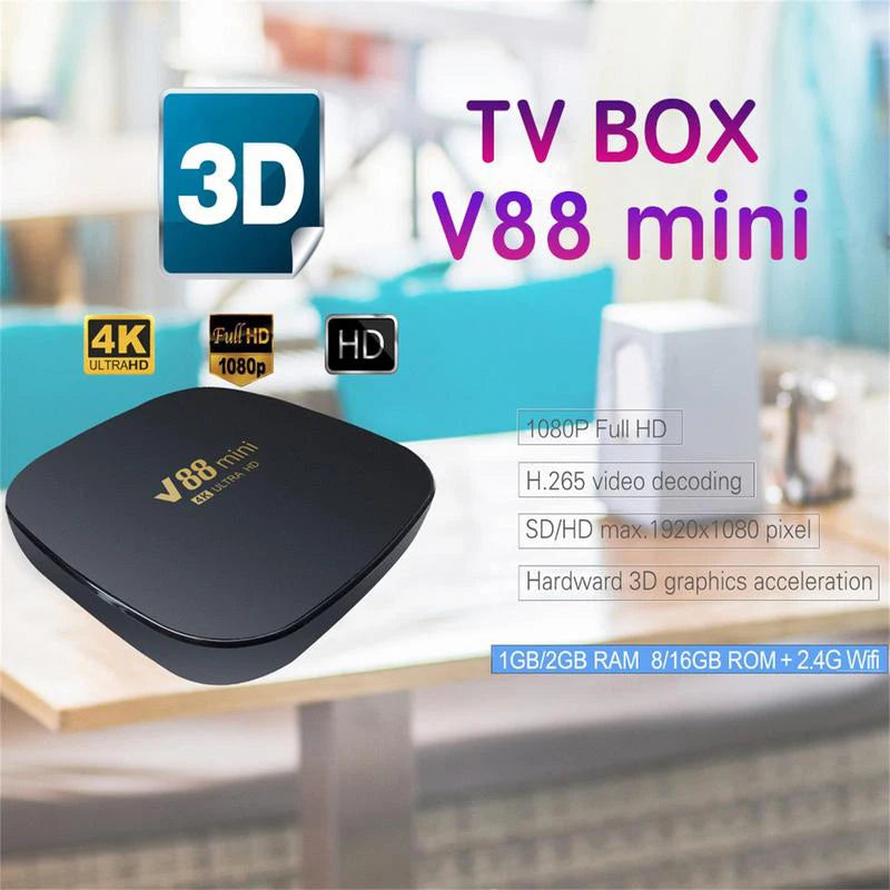 V88 Mini Smart Tv Box Android 11 Media Player 1GB RAM 8GB ROM H3 Quad Core 4K V88 mini TV Box Smart Home Tv Box