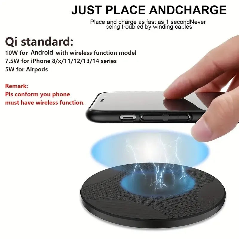 Fast Wireless Charger Pad Stand Desktop Ultra-thin 10W Mobile Phone Charging Dock Station For iPhone 14 13 12 11 Samsung Xiaomi