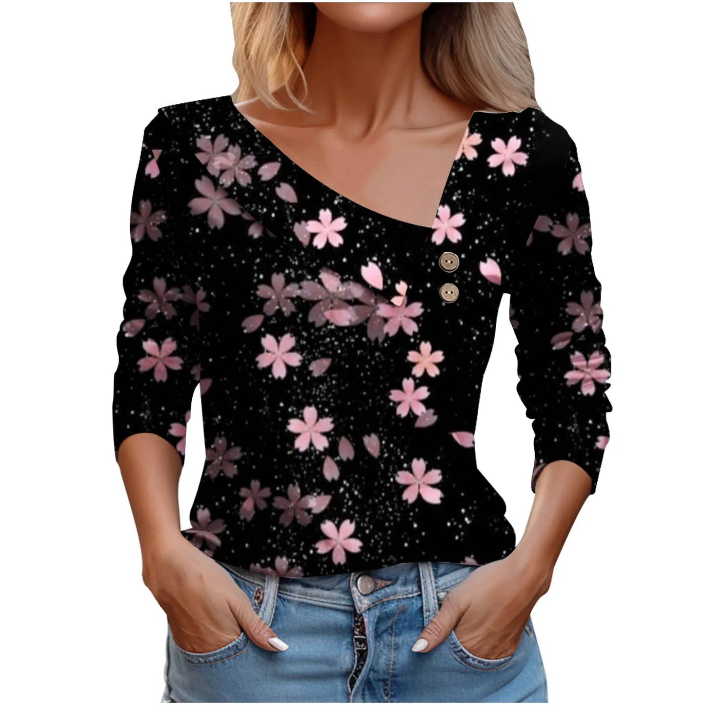 T Shirt For Women Fashion Long Sleeve Top White Floral Print Shirts And Blouses 3D Print Clothes For Womens 2023 y2k