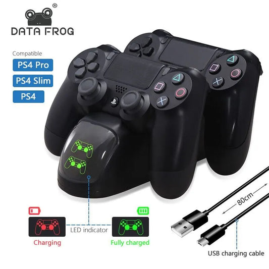 DATA FROG PS4 Charging Station Controller Charger For Wireless PS4 USB Dual Dock Station For Playstation 4 Slim / PS4 Pro