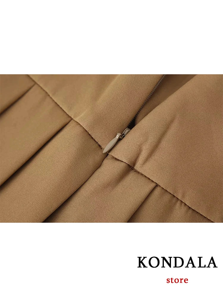 KONDALA Casual Solid Pleated Mini Skirts Women Low Waist A-Line Fashion 2023 Streetwear Shorts Skirts Female High Street Faldas