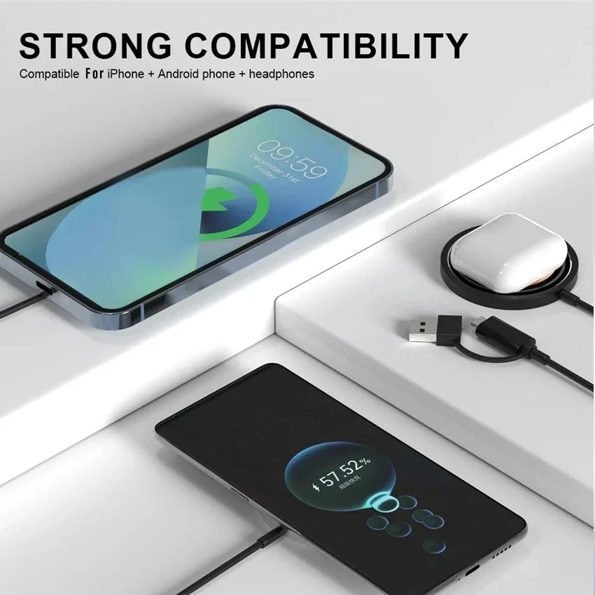 ALYNIC Magnetic Wireless Charger Fast Charging Pad for iPhone 15 14 13 12 Airpods 3/2 PD USB Type C Phone Chargers Station Dock