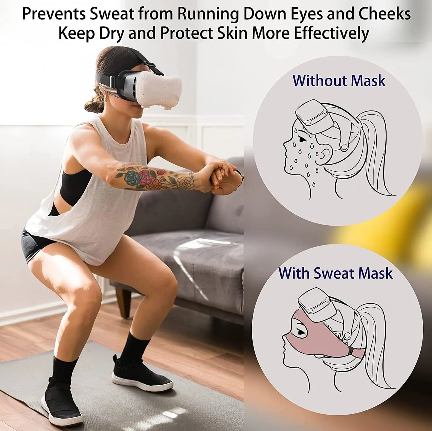 For Oculus Quest 2 Accessories VR Mask Cover Breathable Sweat Band Virtual Reality Headset for Meta Quest 3 Pico 4 Vision Pro