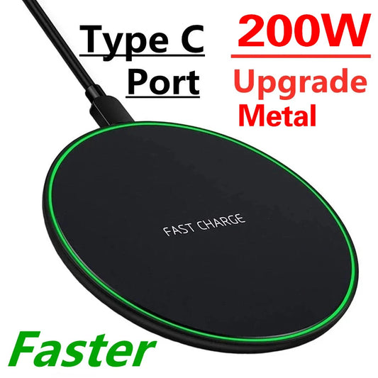 200W Wireless Charger For iPhone 14 13 12 15 Pro XS Max Mini X XR Induction Fast Wireless Charging Pad For Samsung Xiaomi Huawei