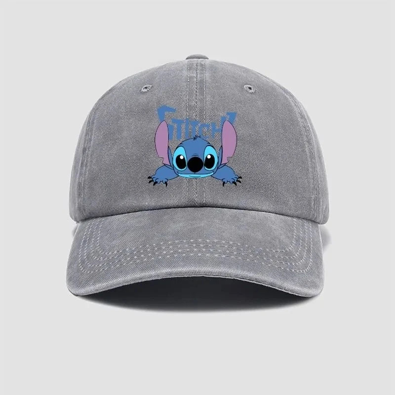 Disney Stitch Casual Hat Kawaii Anime Figures Baseball Caps Breathable Snapback Sun Hats Adjustable Peaked Cap Unisex Kids Gifts