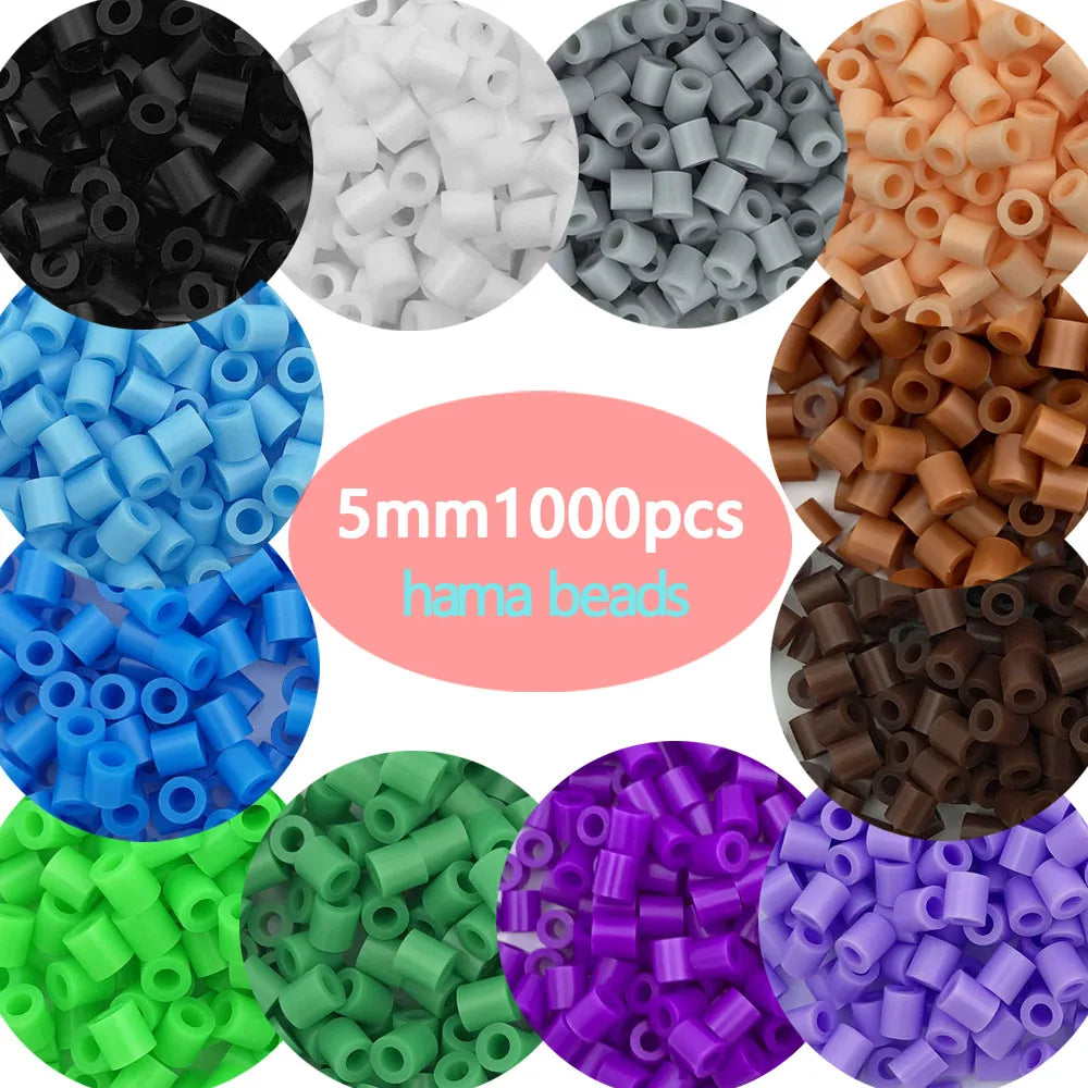 5mm 1000PCS  Black white gray blue green purple Hama Beads for Kids Iron Fuse Beads diy Puzzles Pixel Art Gift Children Toy