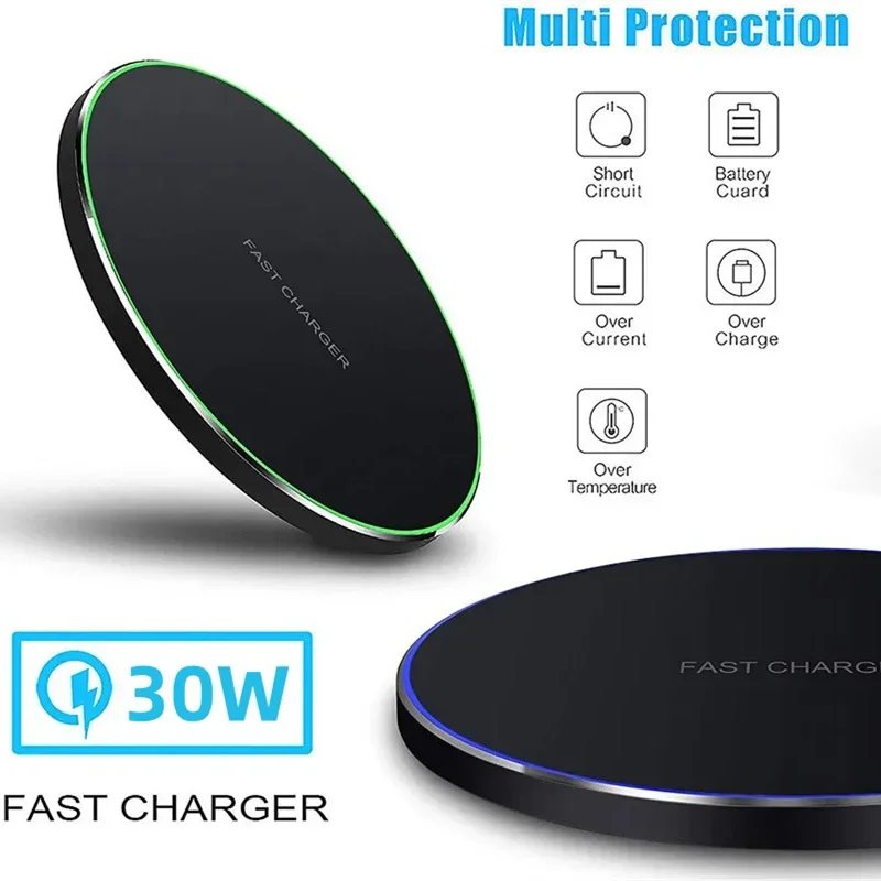 30W Wireless Charger Pad Stand Mobile Phone Chargers Fast Charging Dock Station For iPhone 15 14 13 12 11 Pro Max Samsung Xiaomi