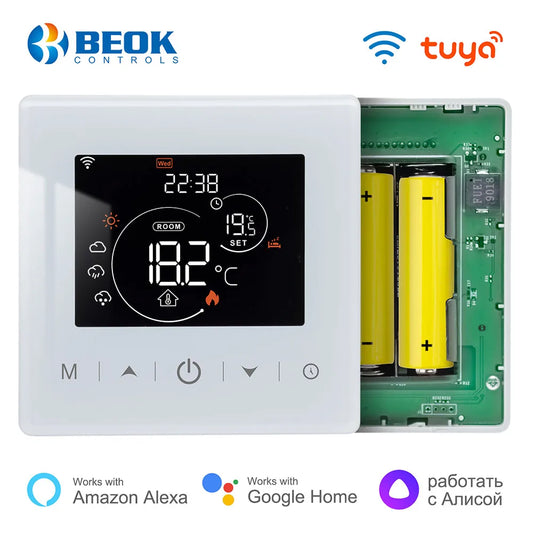 Tuya WiFi Heating Thermostat Smart Home Battery Powered Temperature Controller For Gas Boiler Work With Alcie Alexa Google Home