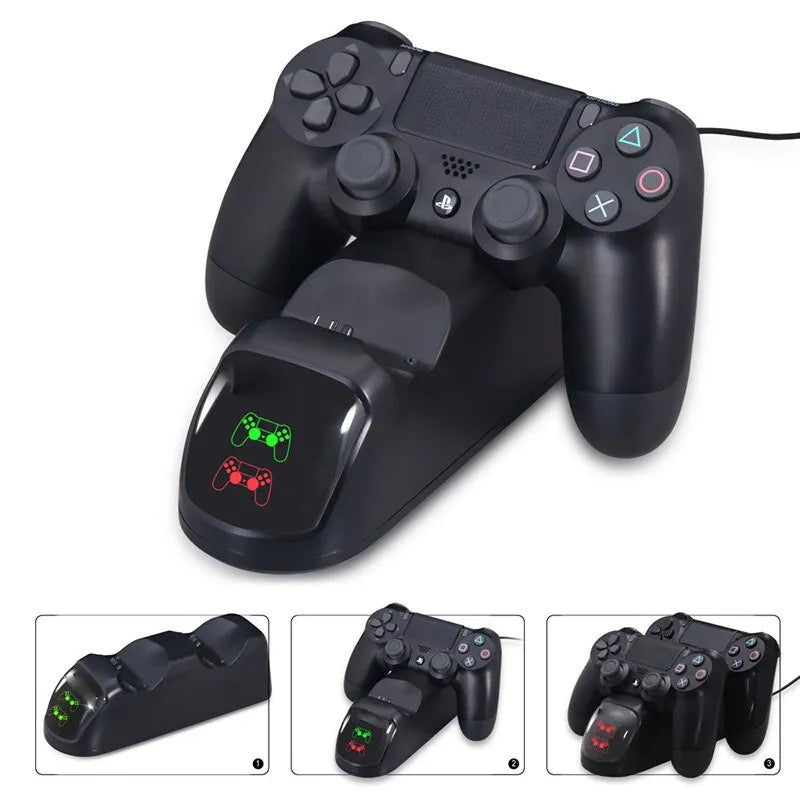 DATA FROG PS4 Charging Station Controller Charger For Wireless PS4 USB Dual Dock Station For Playstation 4 Slim / PS4 Pro