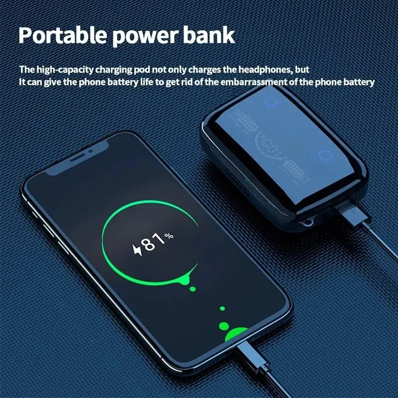 M19 Bluetooth Headset Wireless Tws Gaming Support Noise-cancelling Touch In-ear Mini Emergency Power Bank Headset