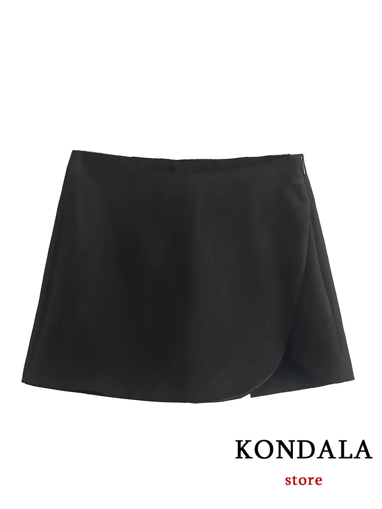 KONDALA Chic Solid Mini Women Skirt High Street Fashion 2023 Spring Shorts Skirts Elegant All Match Luxury Female New Skirts