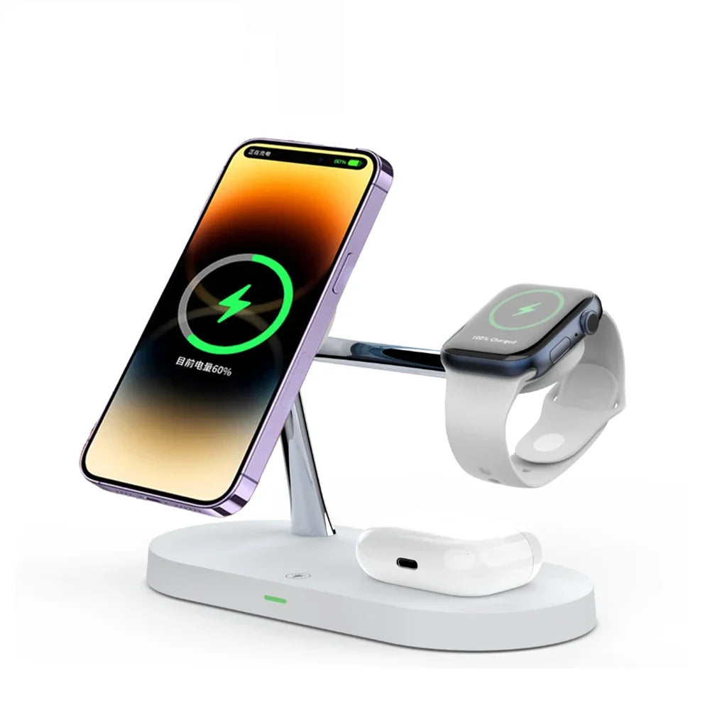 3 in 1 Wireless Charger Stand Magnetic For iPhone 12 13 14 15 Fast Charging Station for Apple Watch 9 8 7 6 5 Airpods 2 3 Pro