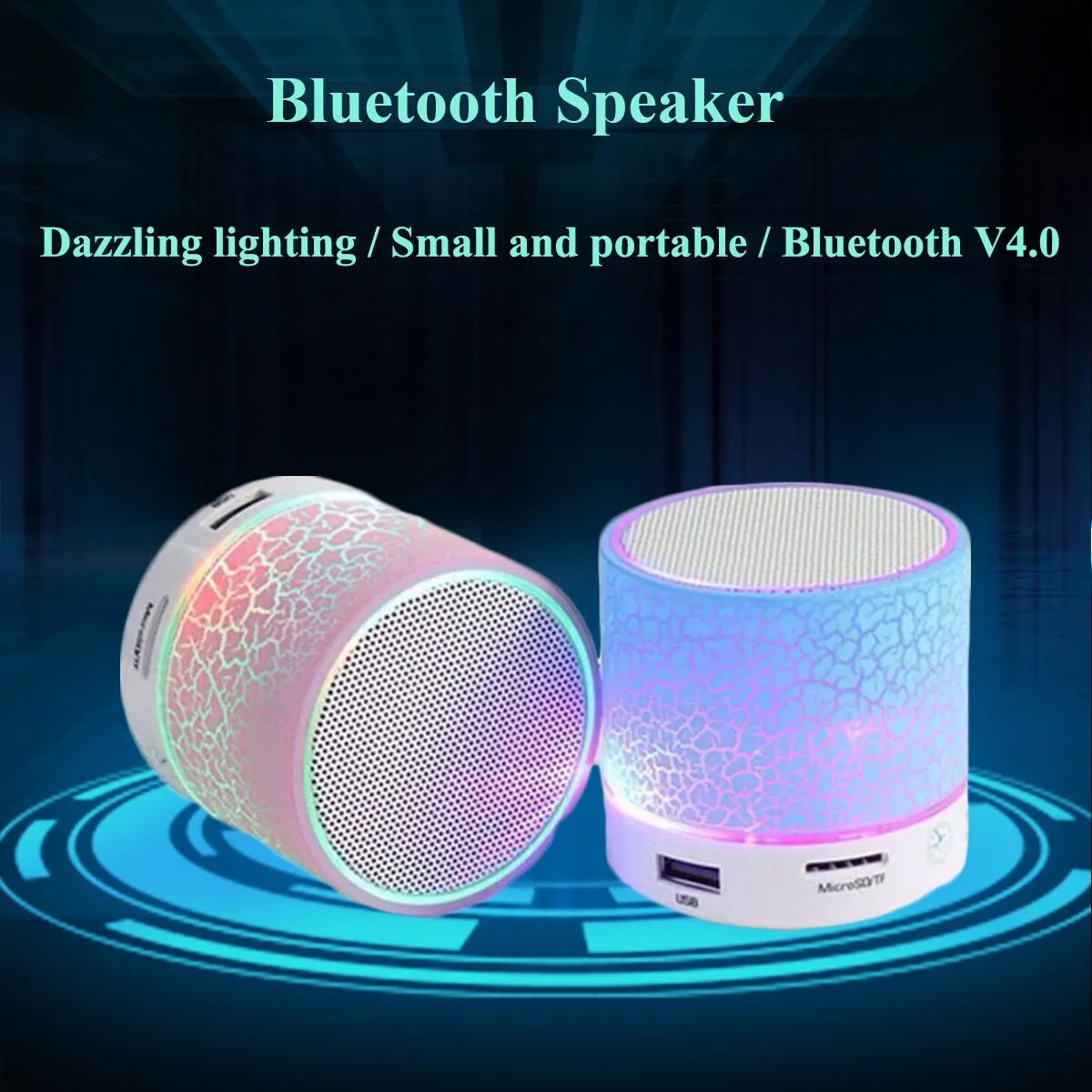 New Mini Portable Car Audio A9 Dazzling Crack LED Wireless Bluetooth 4.1 Subwoofer Speaker TF Card