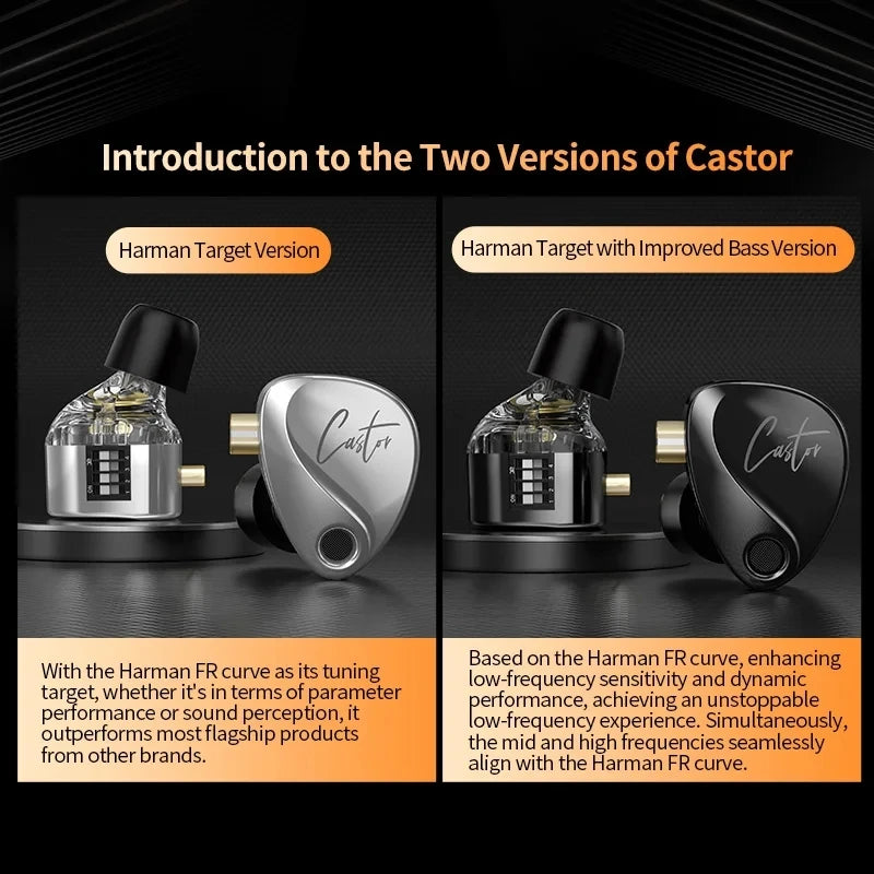 KZ Castor Wired Harman Improved Bass HiFi Earphone 2 Dynamic Tunable Balance Monitor Headphone IEM Earphones Music Sport Earbuds