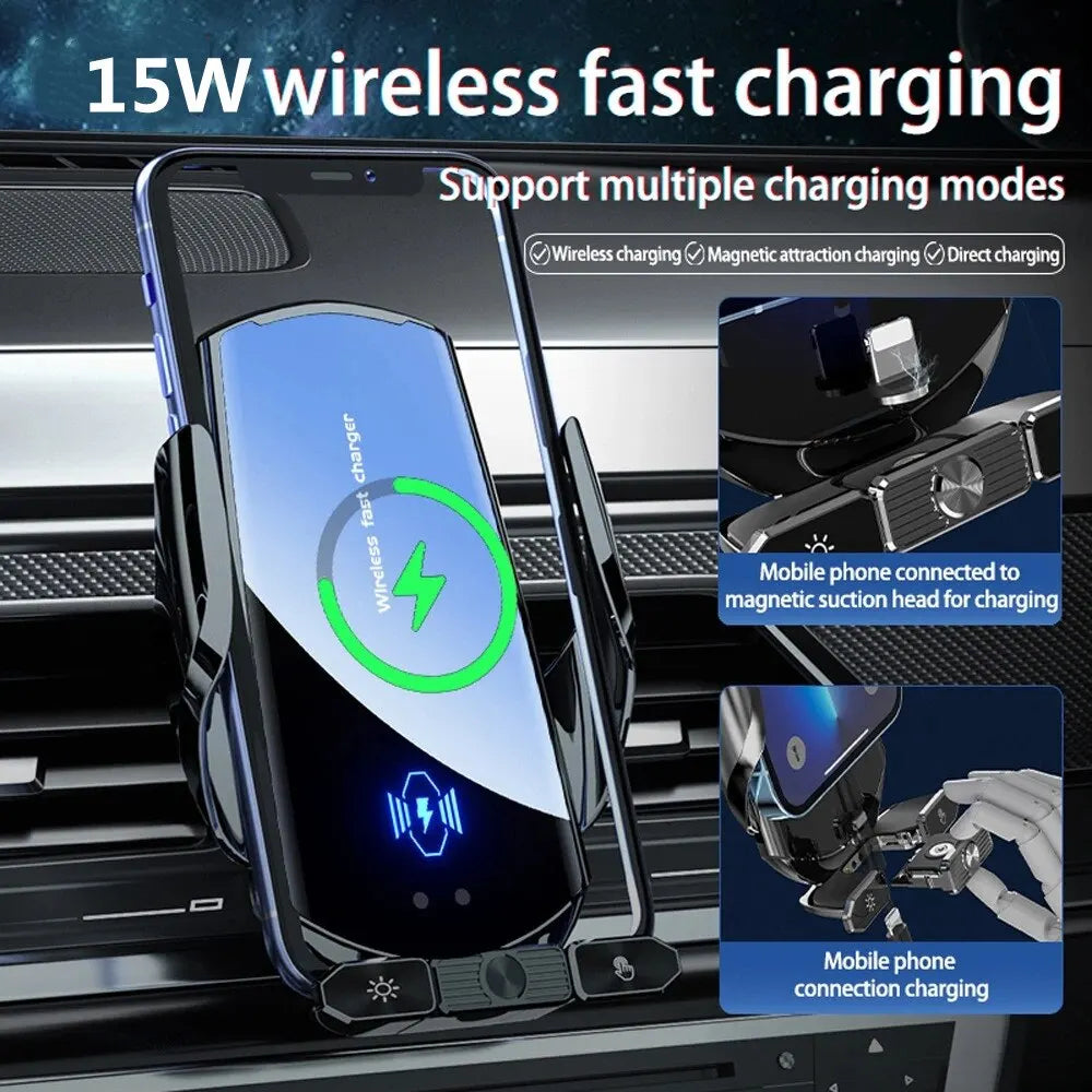 Car Wireless Charger Magnetic Fast Charging Station Air Vent Stand Car Phone Holder Mount For iPhone 15 14 13 12 Samsung Xiaomi