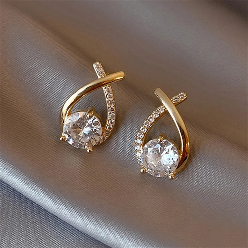 SKEDS Fashion Cross Stud Earrings For Women Girls Korean Style Elegant Crystal Jewelry Ear Rings Fishtail Lady Earrings Gift