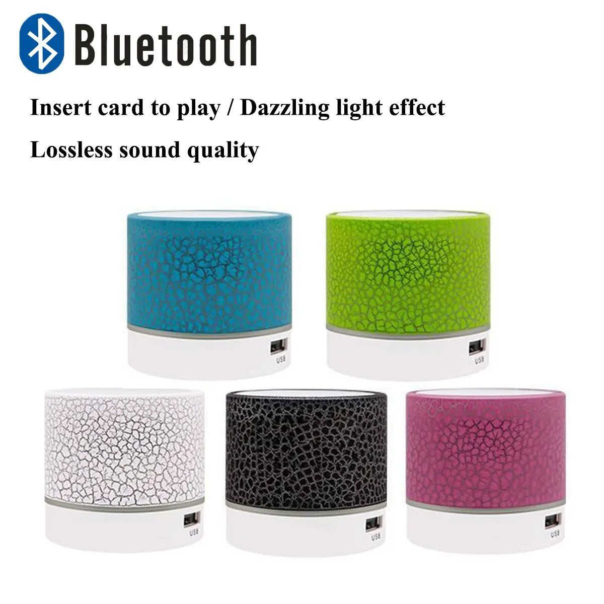 New Mini Portable Car Audio A9 Dazzling Crack LED Wireless Bluetooth 4.1 Subwoofer Speaker TF Card