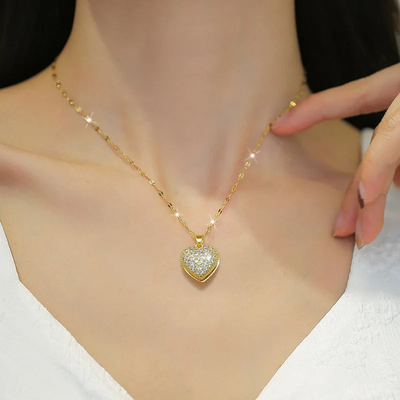 OIMG 316L Stainless Steel Gold Plated Temperament Shy Pearl Pendant Neckalce For Women Girls Wedding Party Jewelry Wholesale