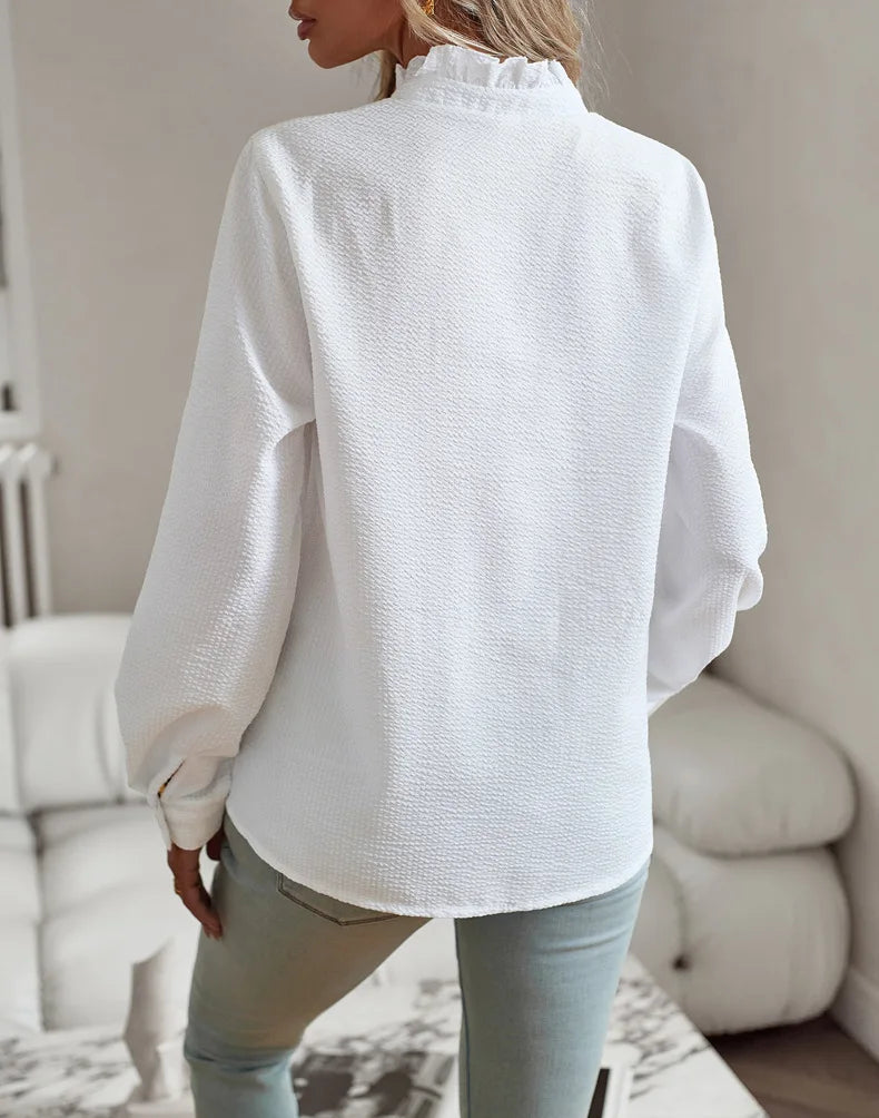 Fashion New Women Elegant Office Shirt,Long Sleeve Top Causal Comfort Simple Shirt,Shirts & Blouses,Tops For Women,Women Clothes