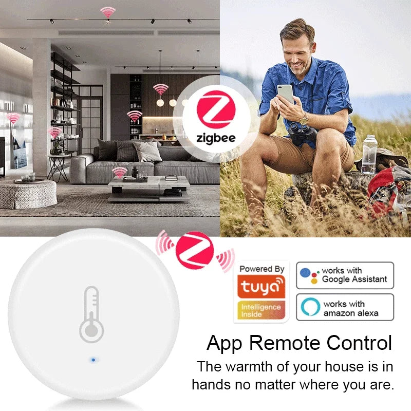 Tuya Smart Zigbee Temperature And Humidity Sensor Indoor Thermometer Monitor Smart Life Work With Alexa Google Home Assistant