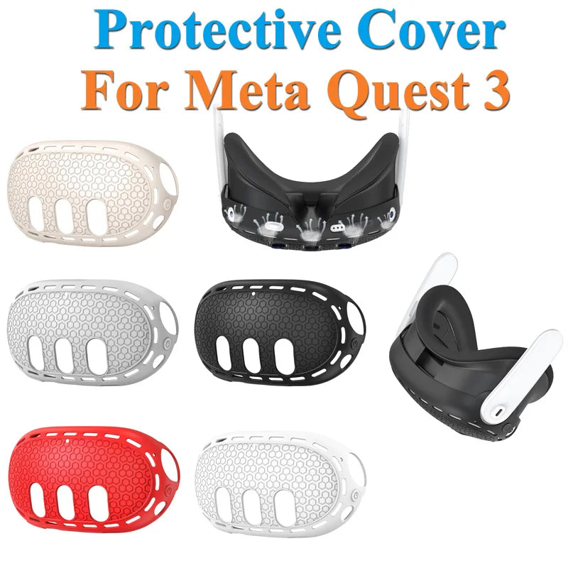 Silicone Cover For Meta Quest 3 Host VR Skin Case Ventilate Protective Sleeve Headset Dustproof Face VR Glasses Accessories