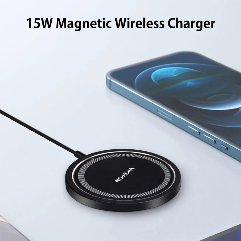 VIKEFON Magnetic Wireless Charger Pad USB + Type C For iPhone 15 14 13 12 Pro Max Fast Wireless Charging Dock Station Chargers