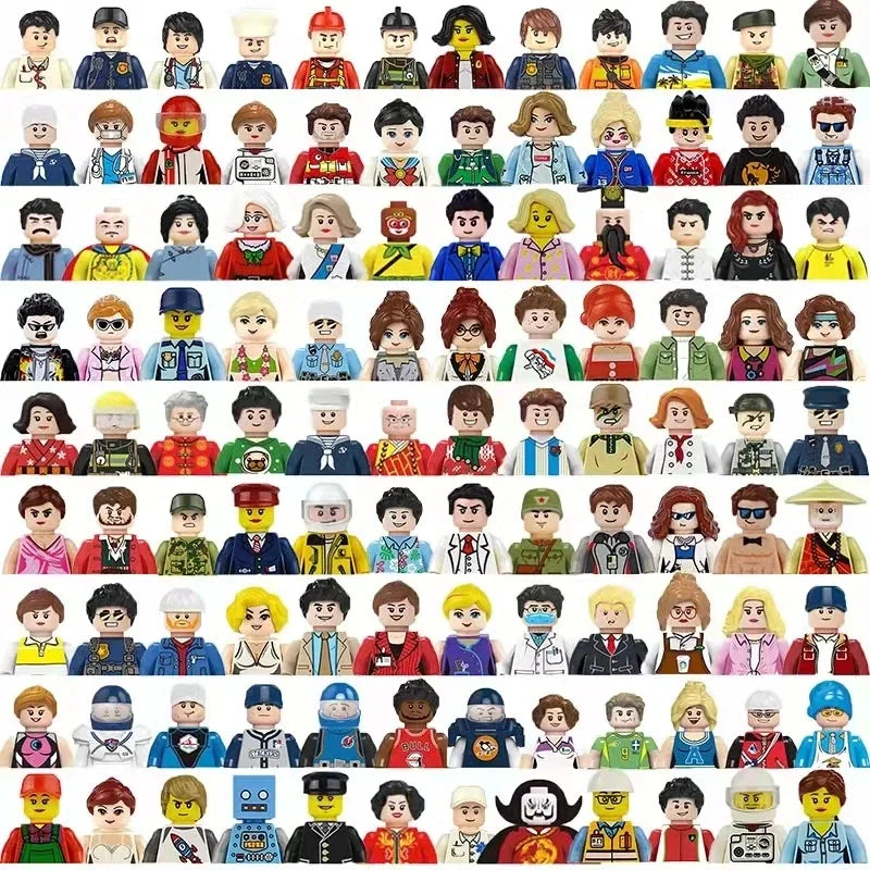 Random High Quality Norepeat City Figures Movie Characters Worker Police Soldier Ninja Superheros Building Block Bricks Toy