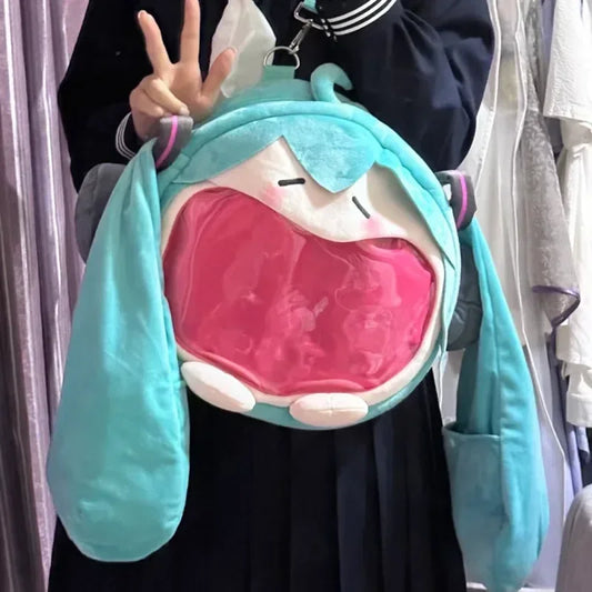 Hatsune Miku Shoulder Bag New Backpack Cute Anime Girl Plush Cartoon Kawaii Knapsack Student Bag Packet Kids Gifts Toys