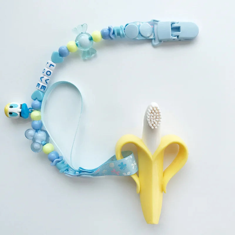 Disney Pacifier Clips Stitch Mickey Anime Figures Baby Teether Chain Silicone Anti-drop Anti-lost Personalized Holder Molar Toy