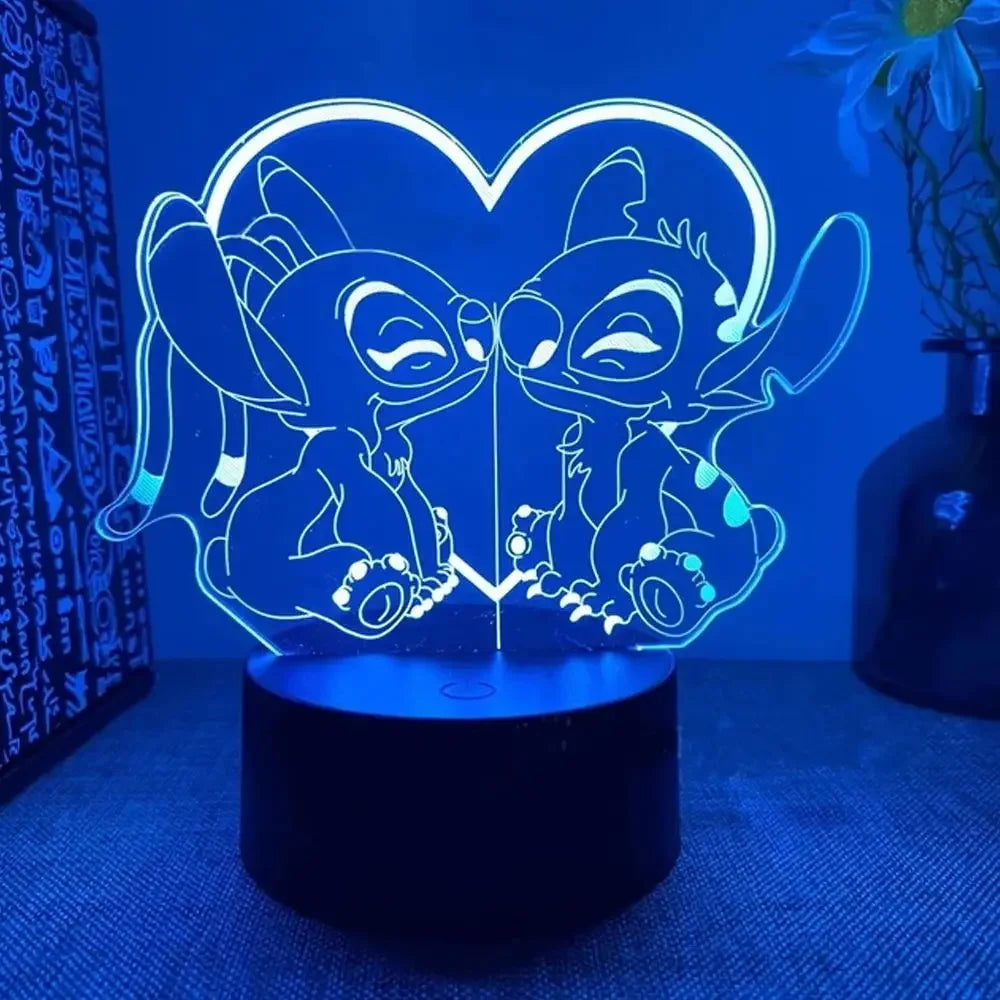 3D Illusion Stitch Night Light with Remote Control and Smart Touch Room Decor Lamp Birthday Valentine's Day Christmas Gifts