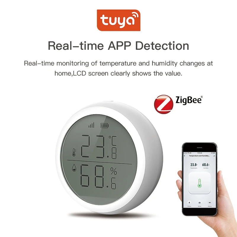 Tuya Smart ZigBee Temperature Humidity Sensor Intelligence Scene Real-time Detecting Thermometer Alexa Google Home Voice Control