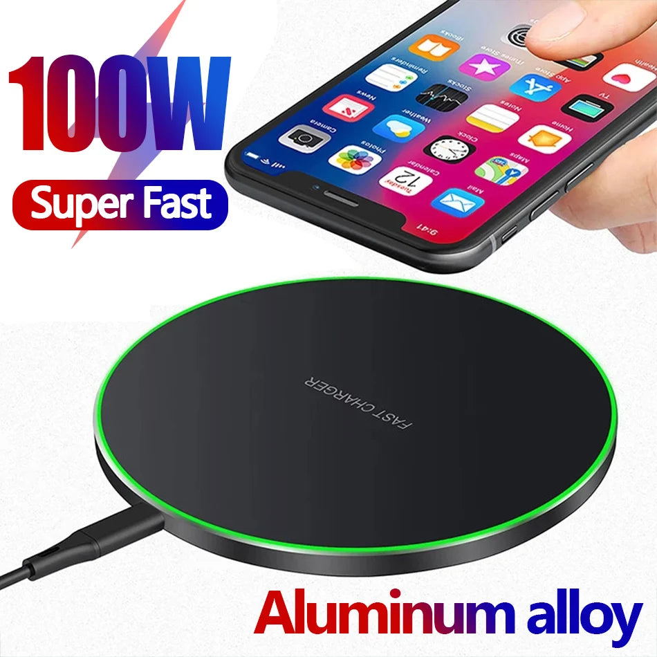 100W Wireless Charger USB C Fast Charging Pad Quick Charge QC 3.0 For iPhone 14 13 12 13 XS XR 15 Samsung S22 S21 S20 S9 S10 S8