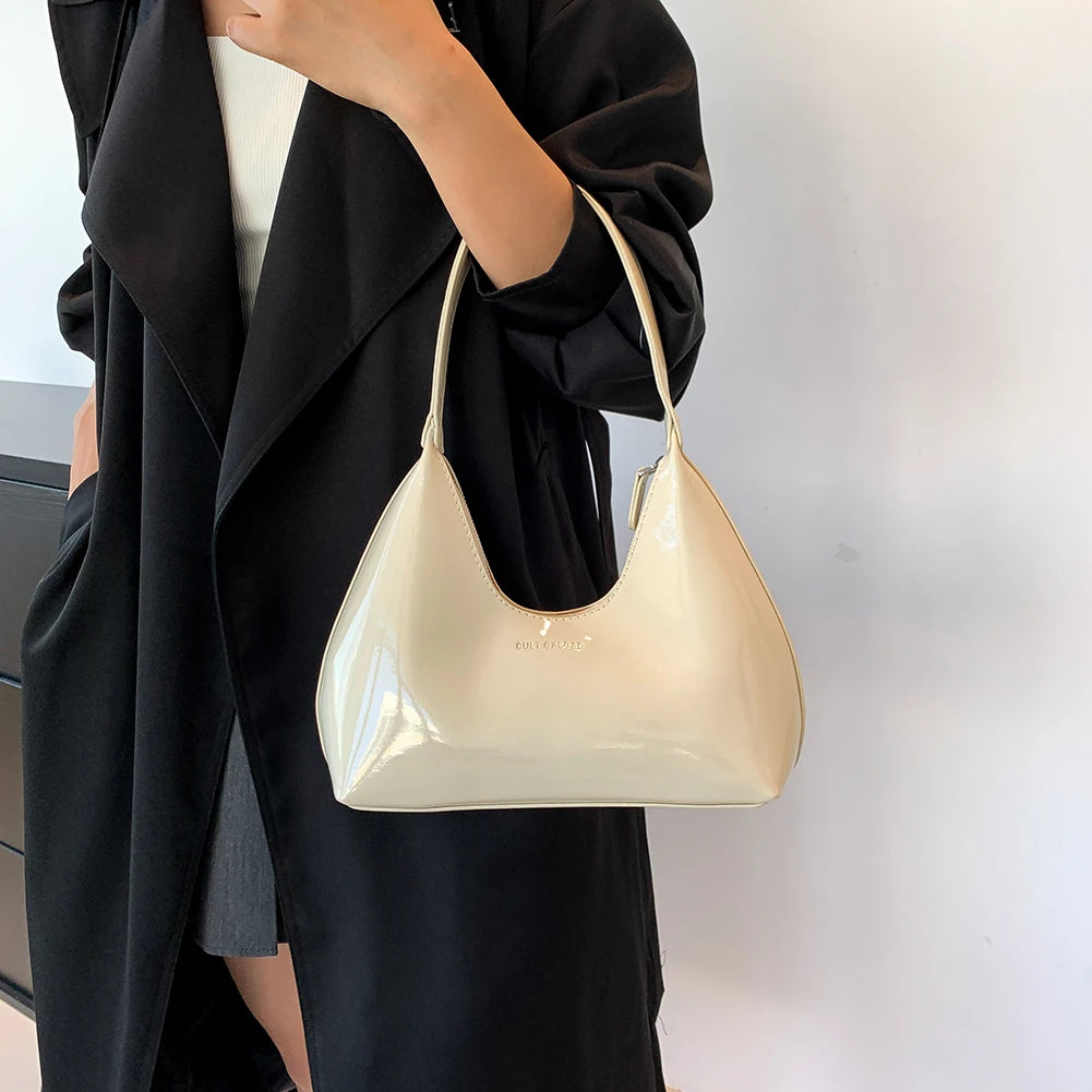 Women's Bag Patent Leather Tote Bag Versatile Fashion Shoulder Bag Satchel Hobo Bag Girl Brand Designer Zipper Small Handbags