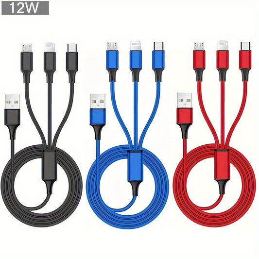 3 in 1 USB Charging Cable for iPhone/Type-C/Micro USB Charger Cable